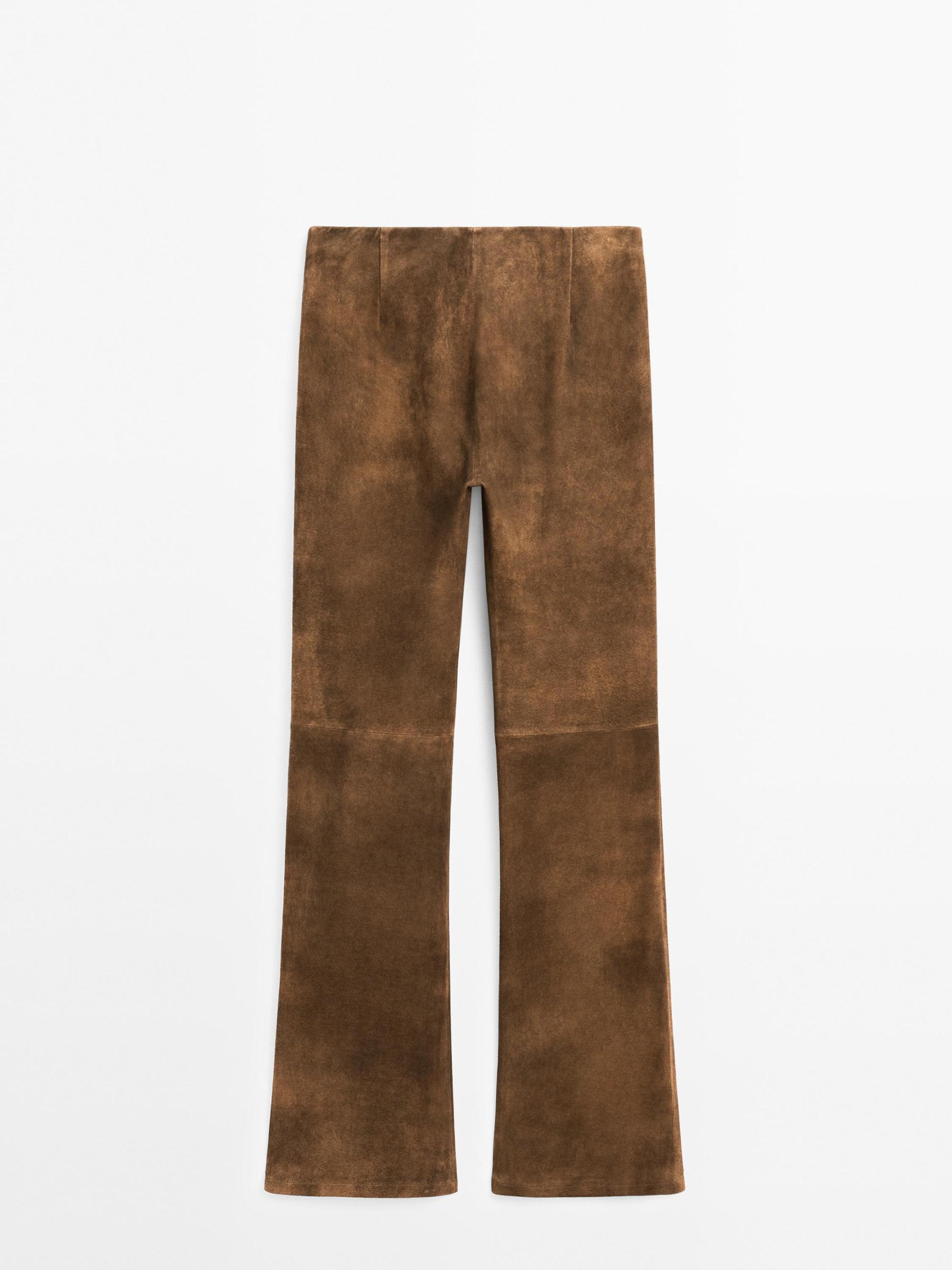 Flared suede leather trousers Product Image