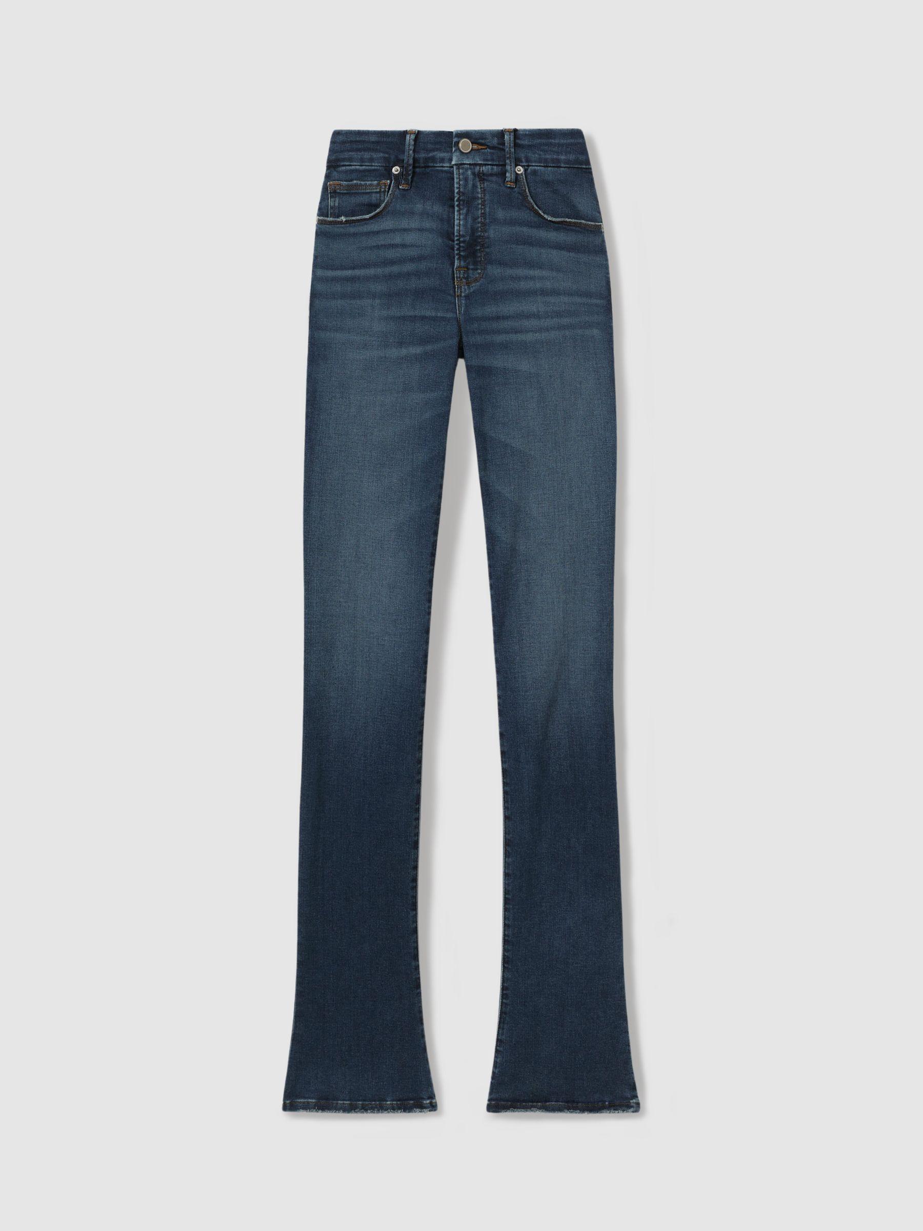 Good American Distressed Bootcut Jeans in Indigo Product Image