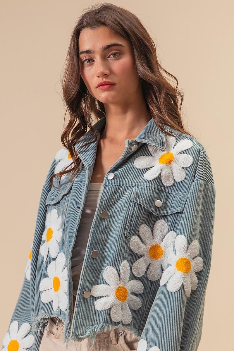 FLOWER PATCHES WASHED CORDUROY JACKET Product Image