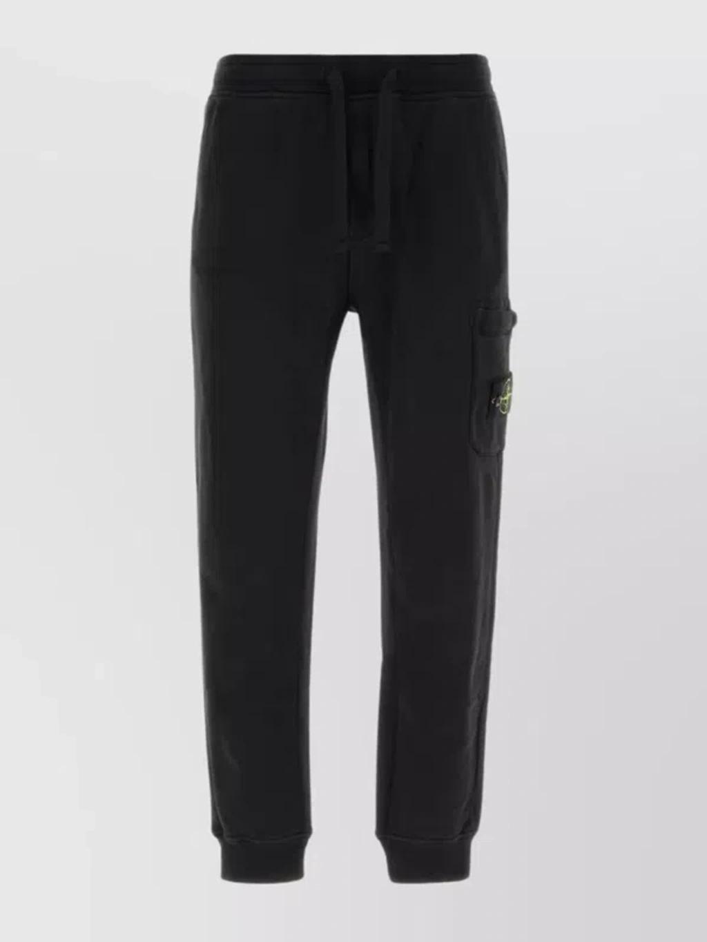 STONE ISLAND Cotton Joggers Featuring Multiple Pockets In Black Product Image