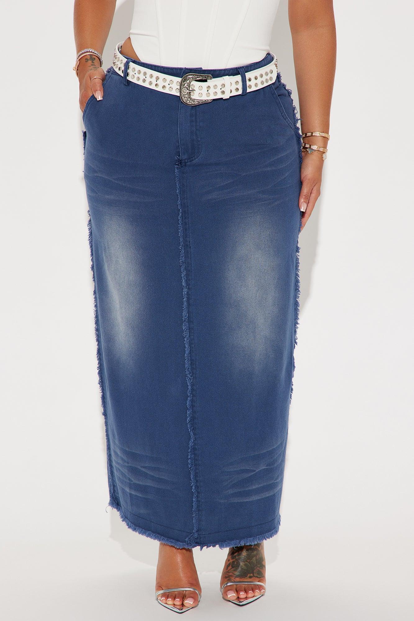 Weekend In Austin Belted Maxi Skirt - Blue Product Image