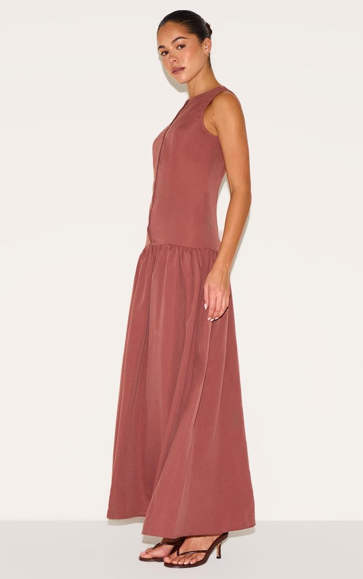 Rust Button Down Drop Waist Maxi Dress Product Image
