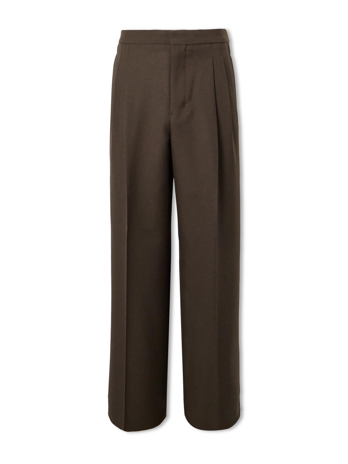 AMI ALEXANDRE MATTIUSSI Oversized Wool Gabardine Pants In Brown Product Image