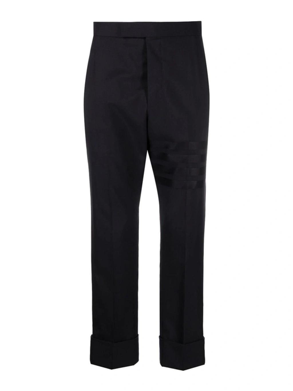 Navy Cropped Trousers In Light Blue Product Image