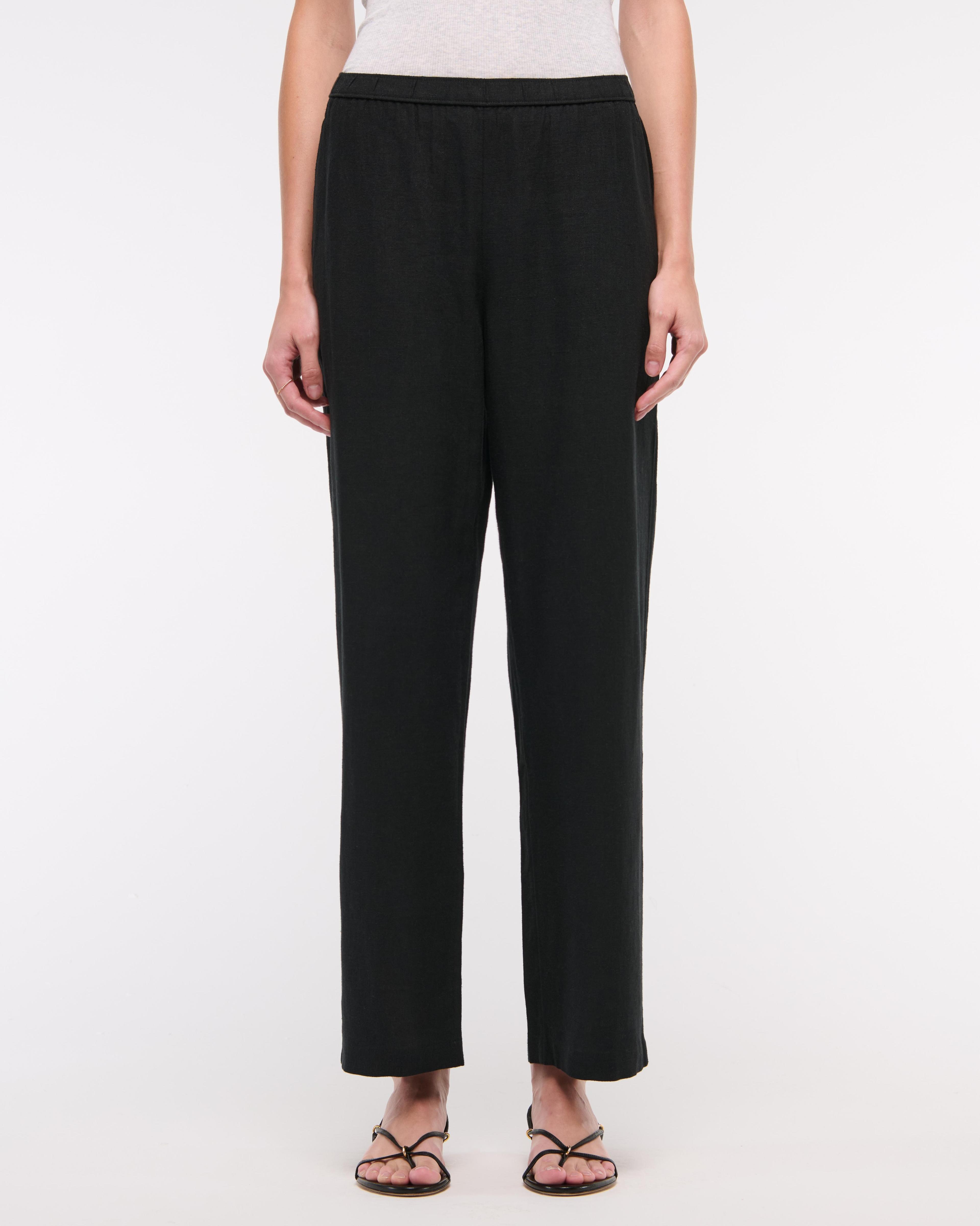 Straight Linen-Blend Pull-On Pant Product Image