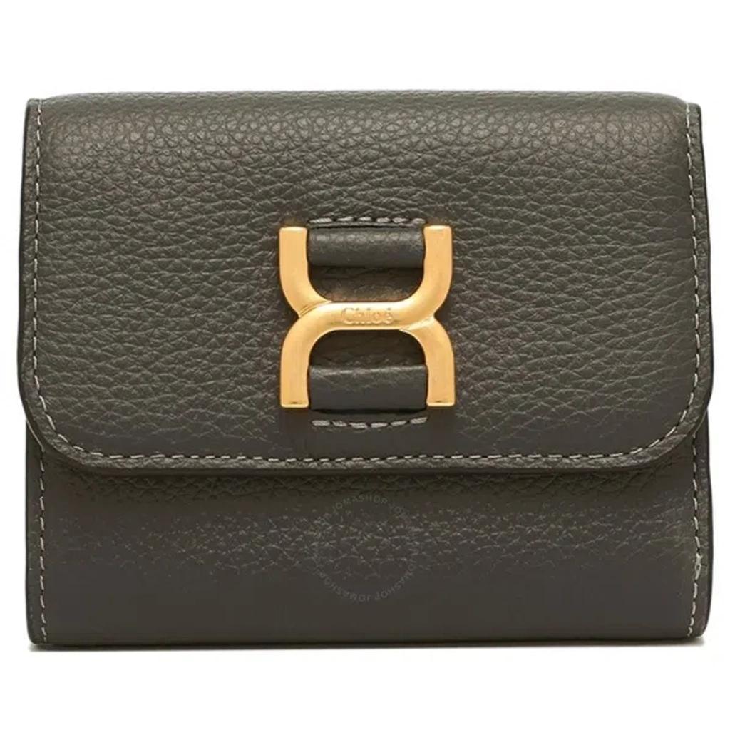 CHLOÉ Chloe Elephant Grey Leather Small Trifold Wallet Product Image