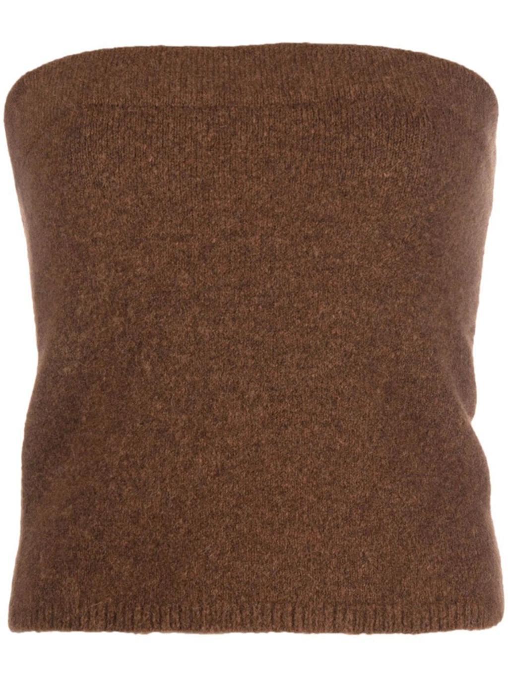 VINCE Strapless Wool & Alpaca-blend Top In Tobacco Product Image