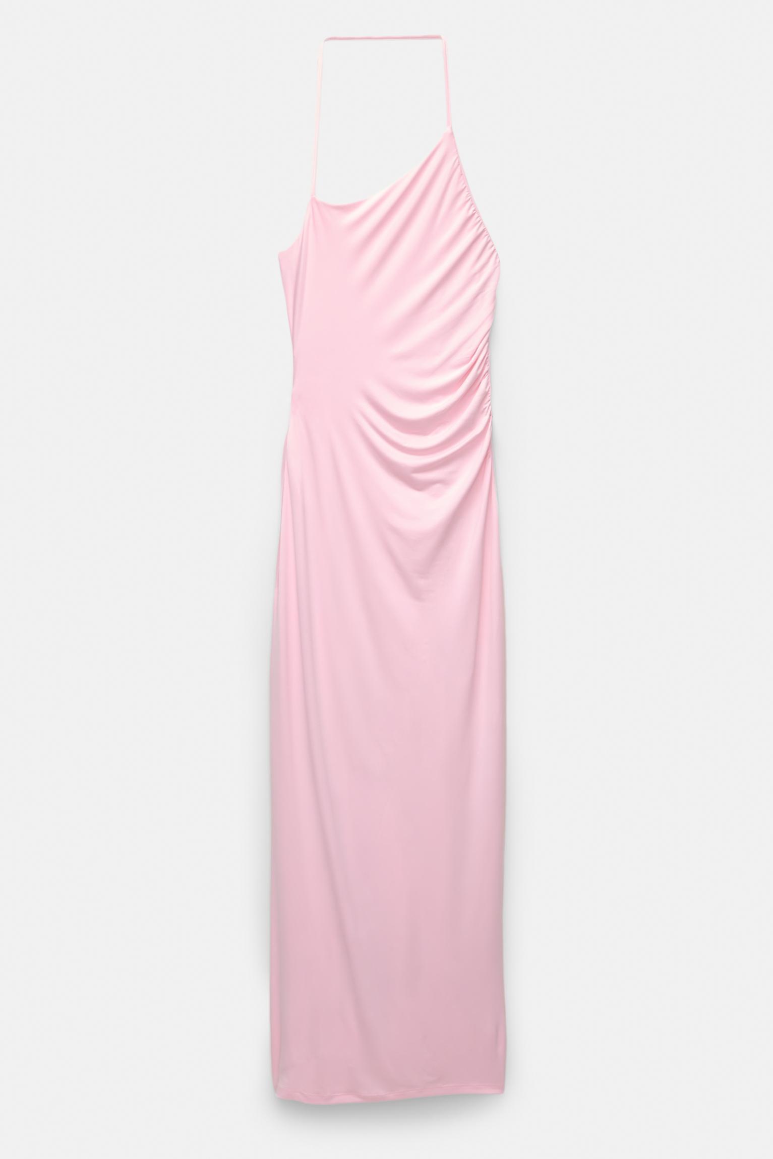 Asymmetric midi gathered dress Product Image
