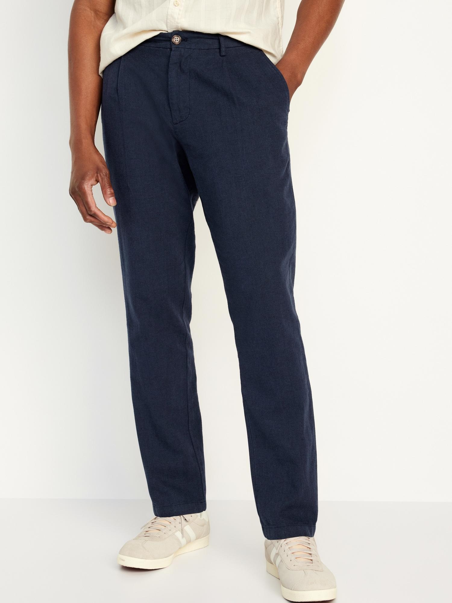 Loose Taper Linen-Blend Ankle Pants Product Image