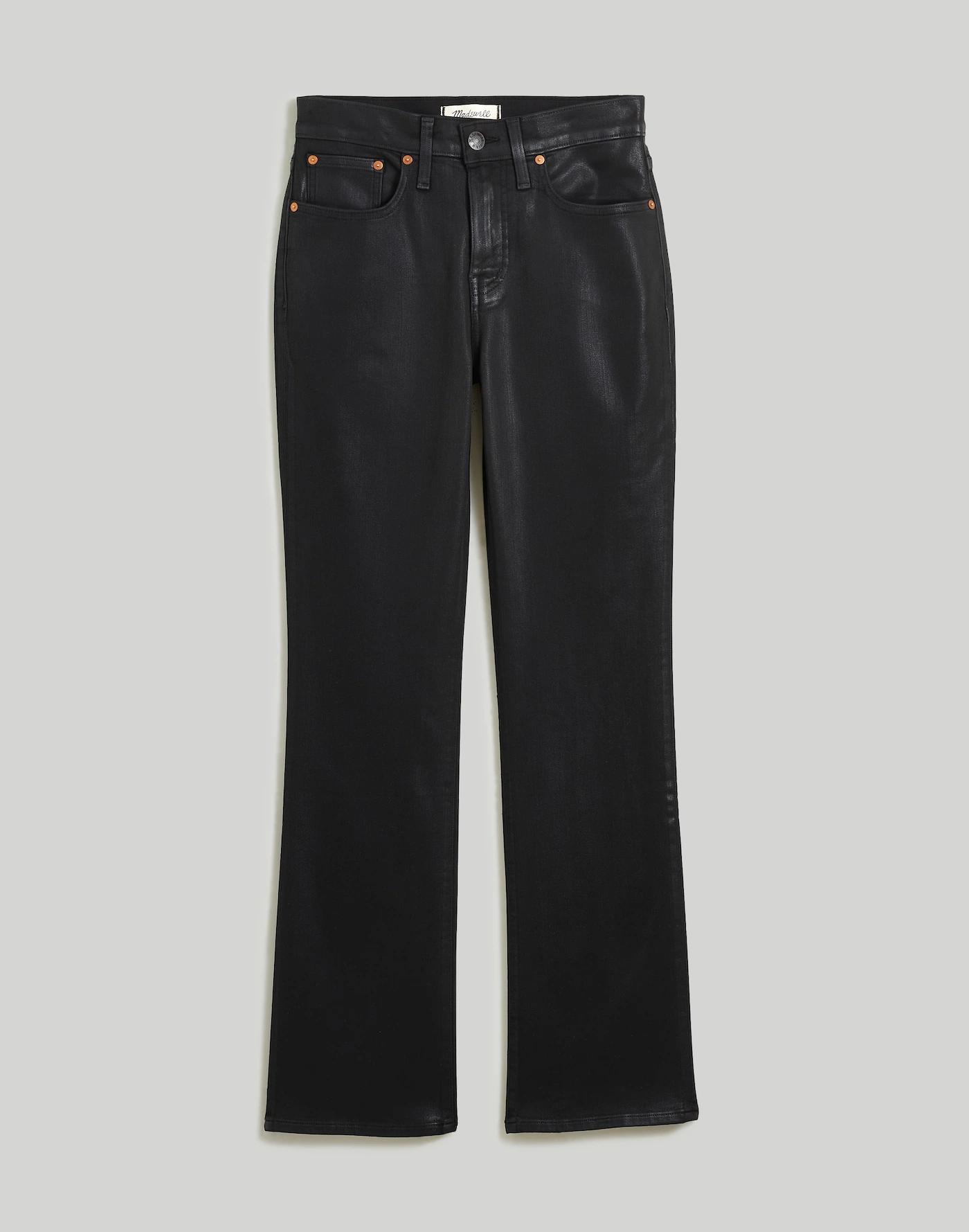 Kick Out Crop Jeans in True Black Wash: Coated Edition Product Image