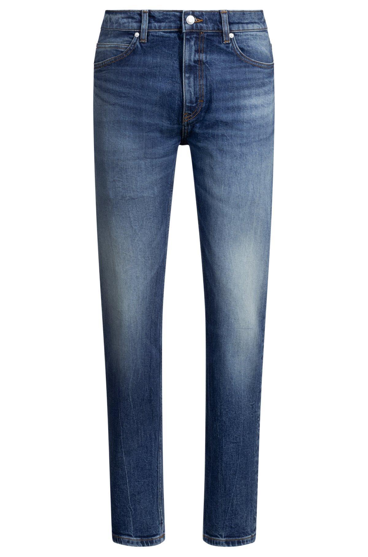 Slim-fit jeans in dark-blue comfort-stretch denim Product Image