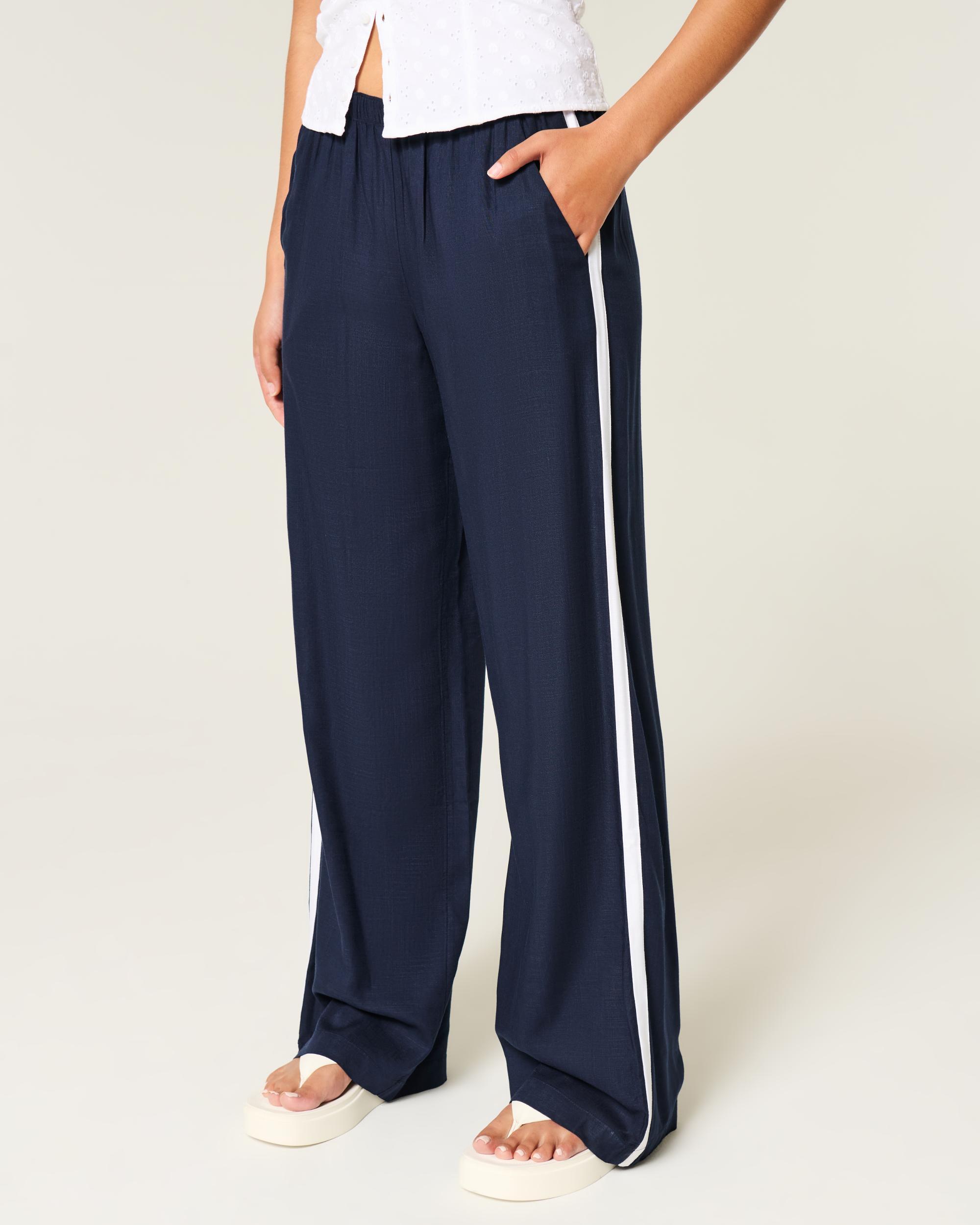 Striped Baggy Pull-On Pants Product Image