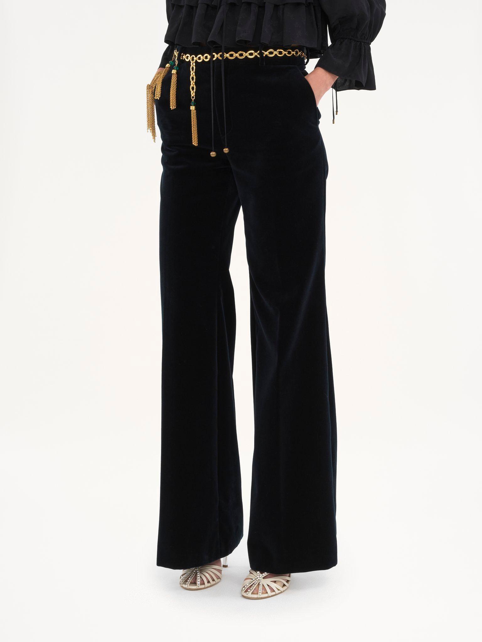 Flared tailored pants in velvet Product Image