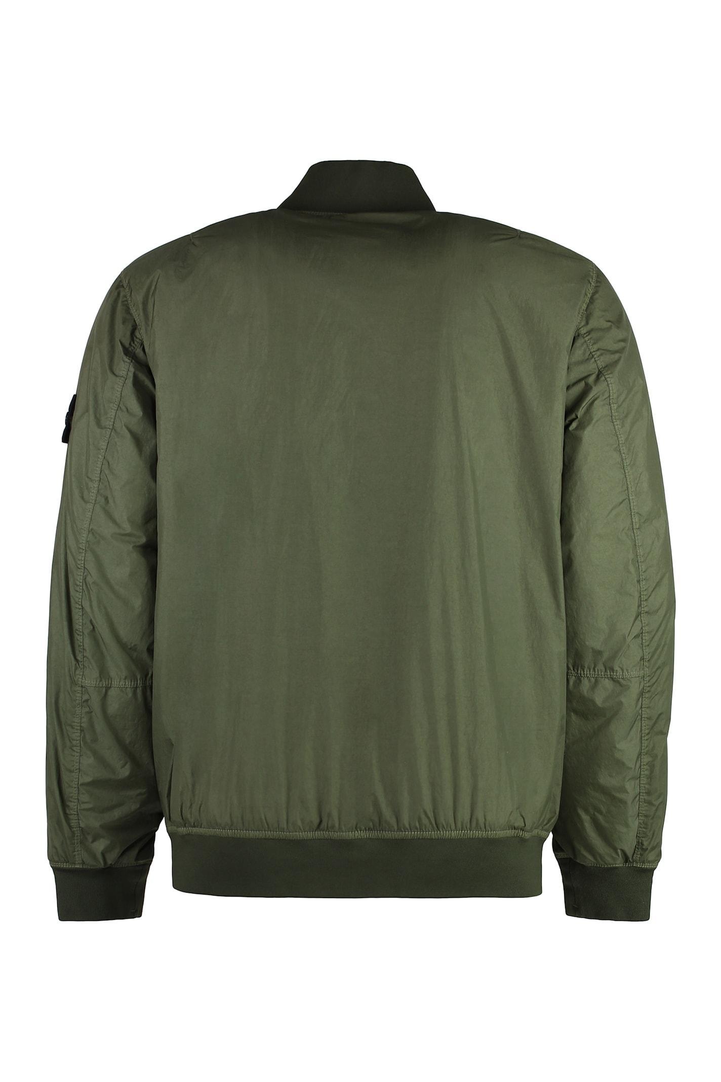 STONE ISLAND Logo Patch Bomber Jacket In Green Product Image