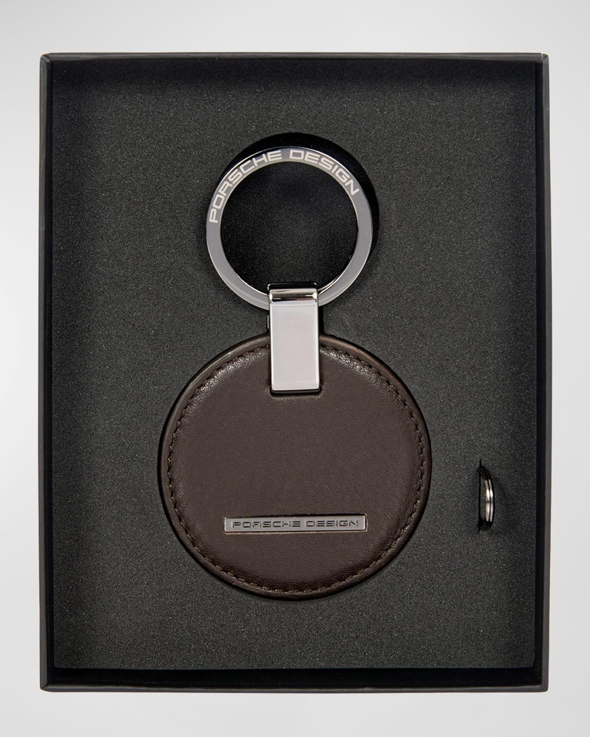 Men's Circle Leather Logo Keyring Product Image