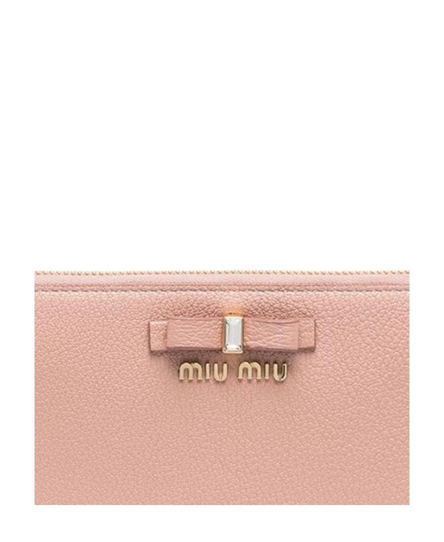 MIU MIU Bow Embellished Continental Wallet In Pink Product Image