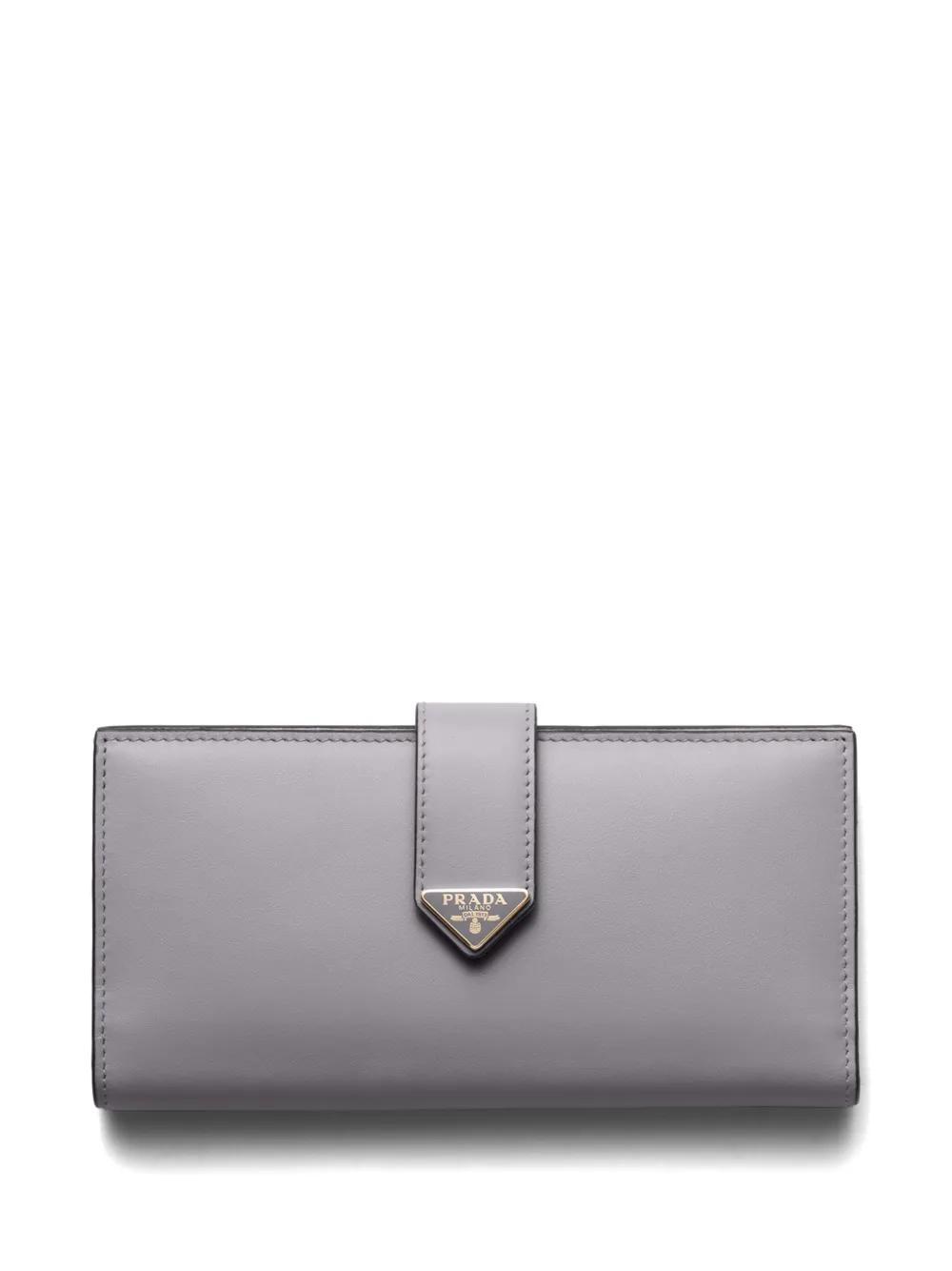 PRADA Large Leather Wallet In Grey Product Image