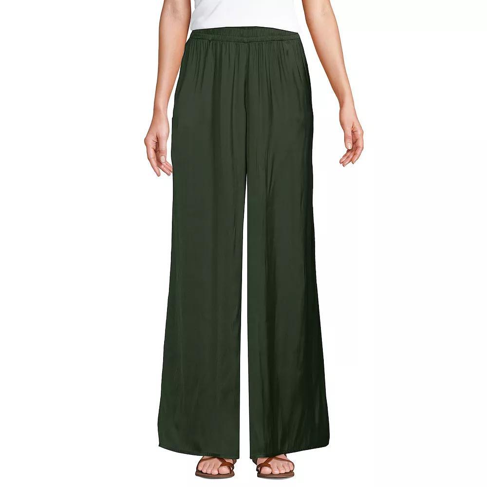 Women's Lands' End Wide Leg Palazzo Pants, Size: Large, Fresh Green Product Image