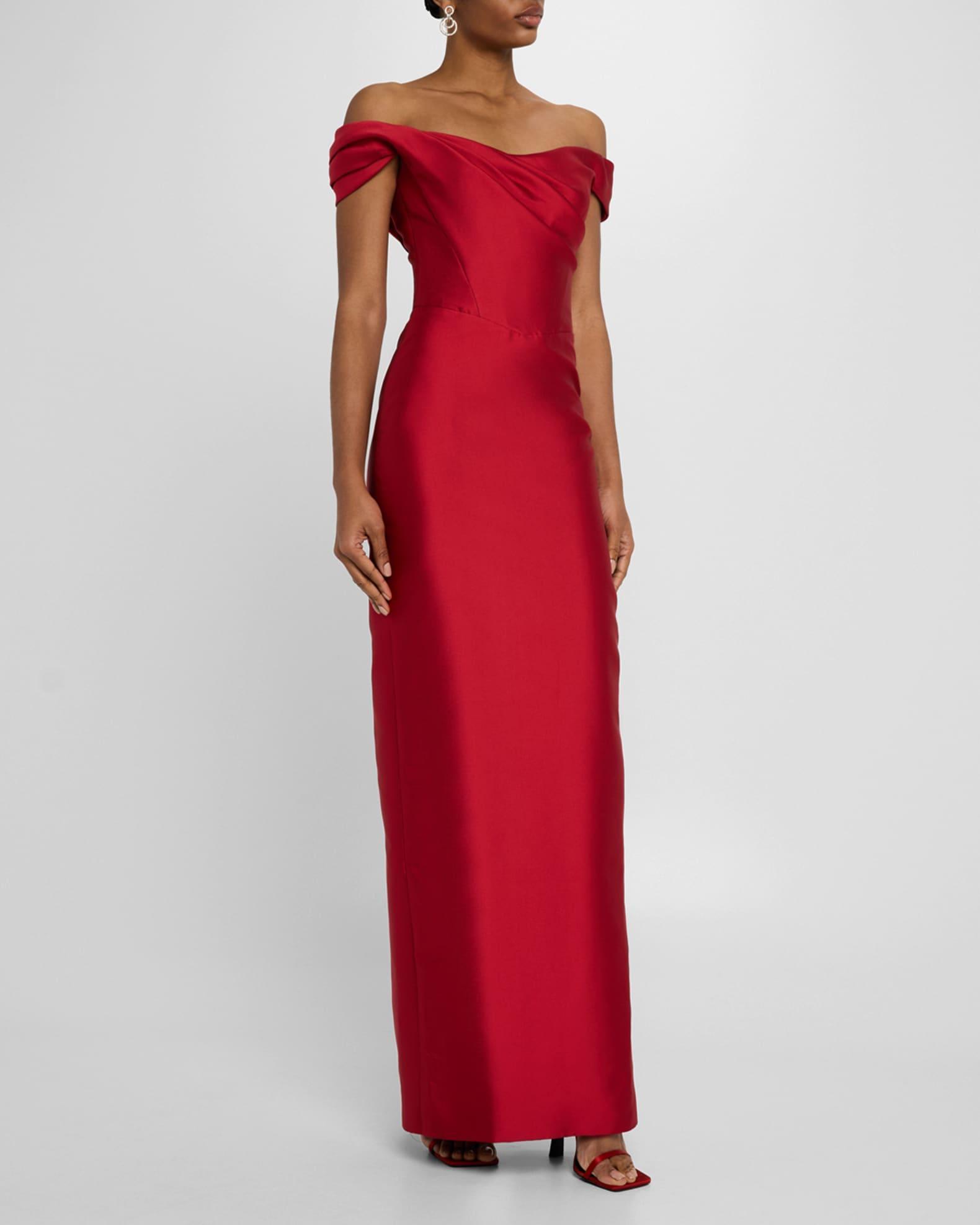 Draped Off-The-Shoulder Column Gown Product Image