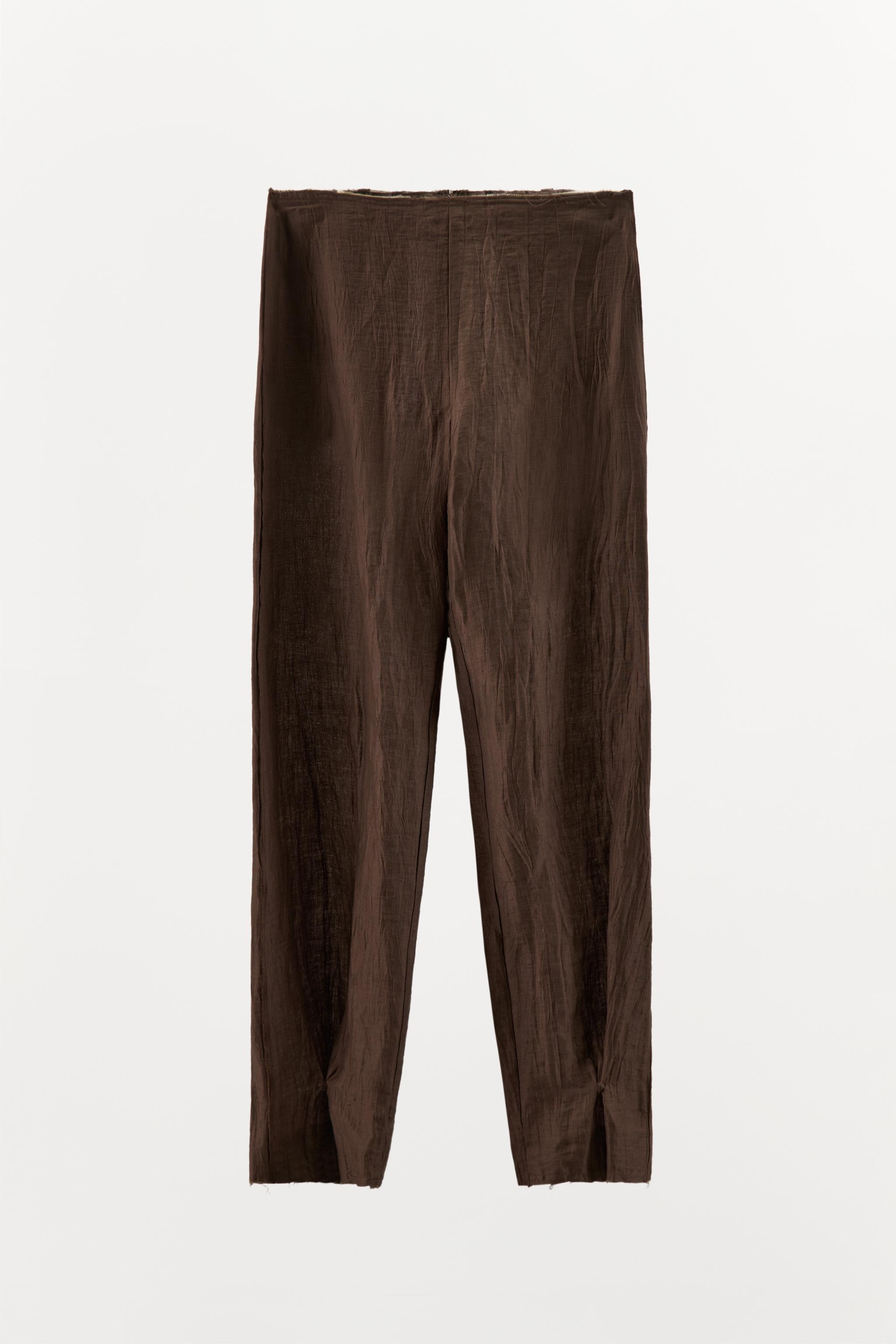 WRINKLED LOOK LINEN BLEND PANTS Product Image