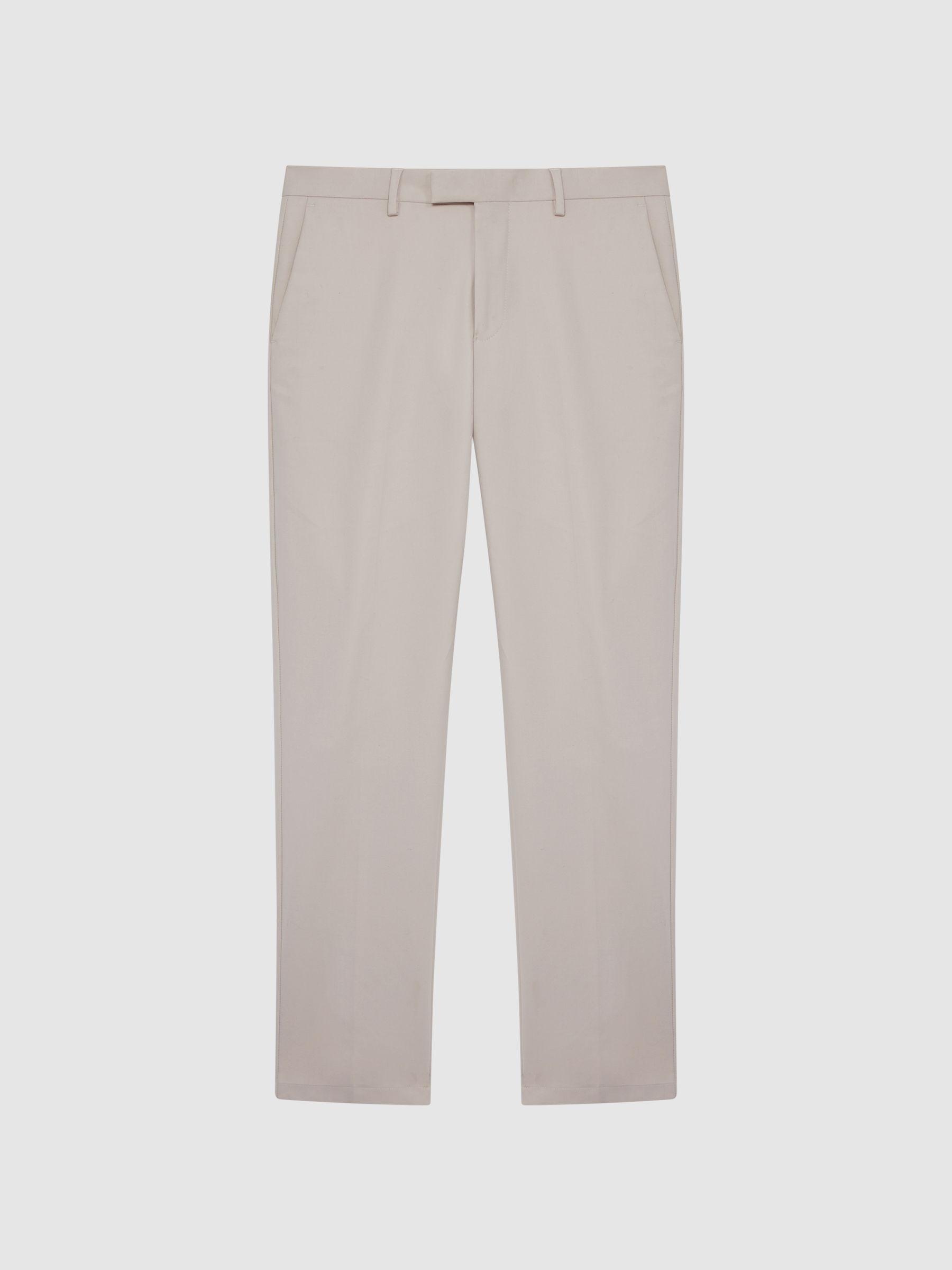 Cotton Blend Chinos in Stone Product Image