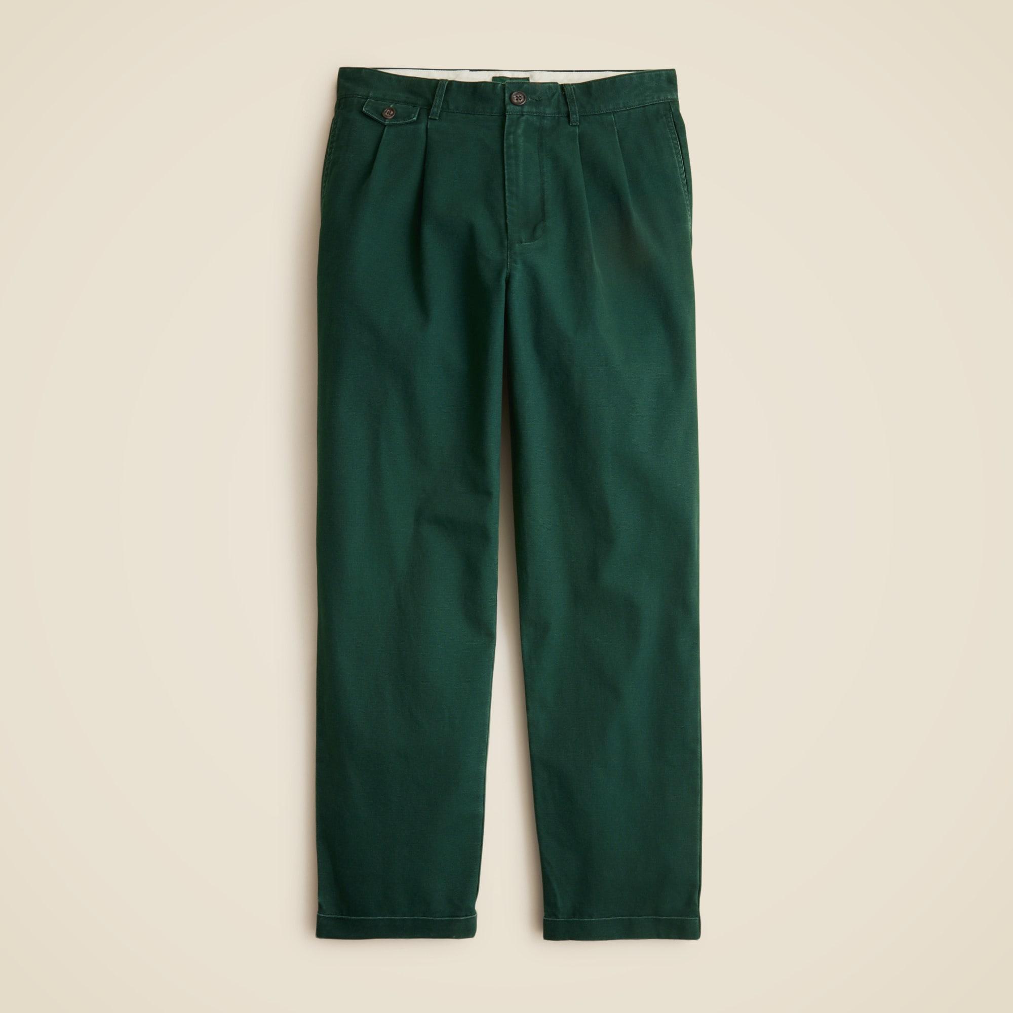 Relaxed-fit double-pleated chino pant in washed canvas Product Image