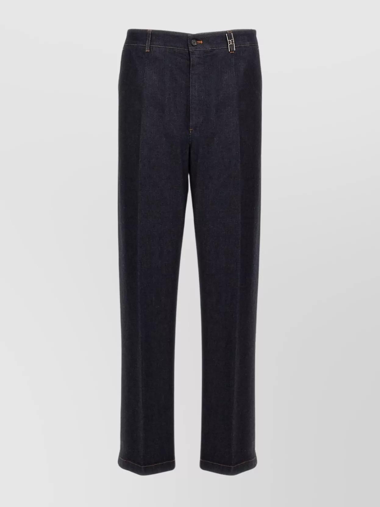 Tailored Denim Trousers With Back Pockets In Black Product Image