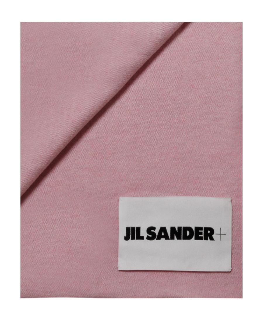 JIL SANDER Logo-patch Cashmere Scarf In Pink Product Image