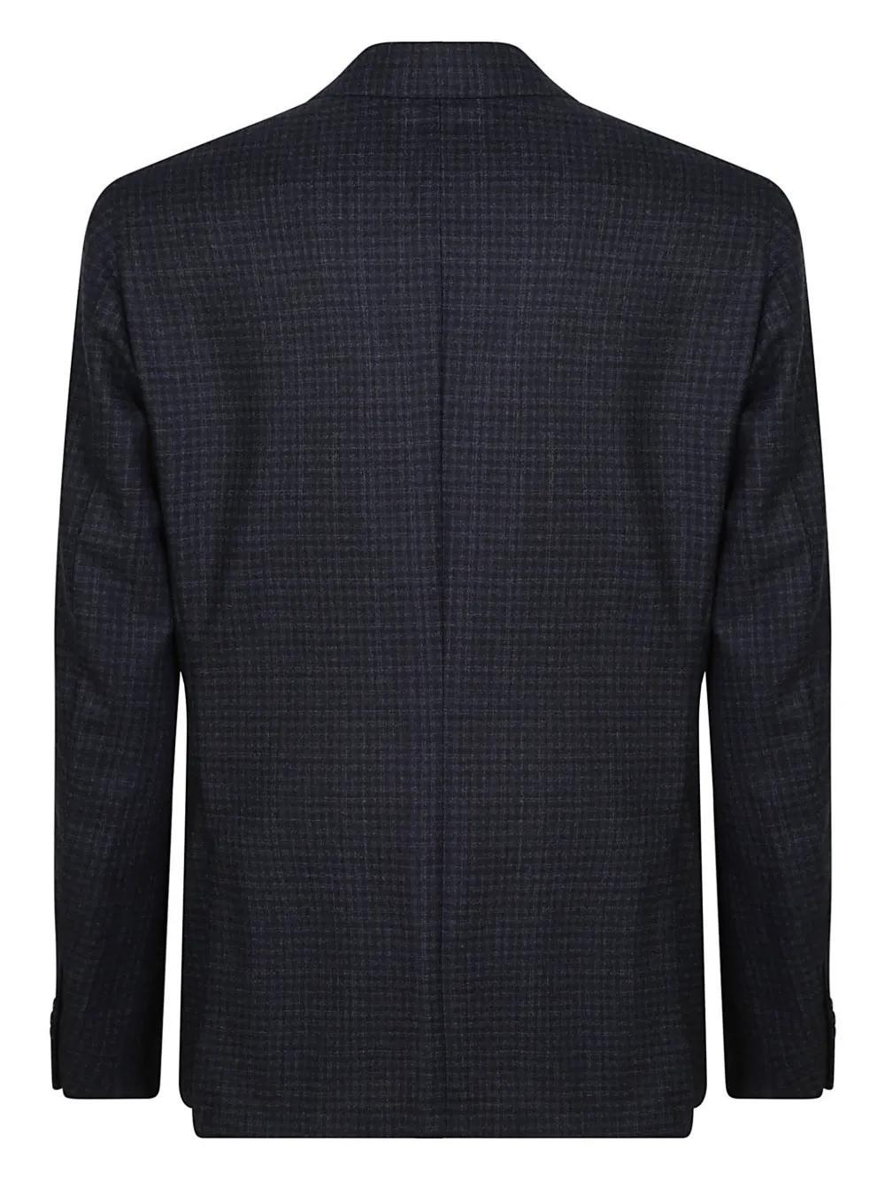 CORNELIANI Checked Wool Blazer In Blue Product Image