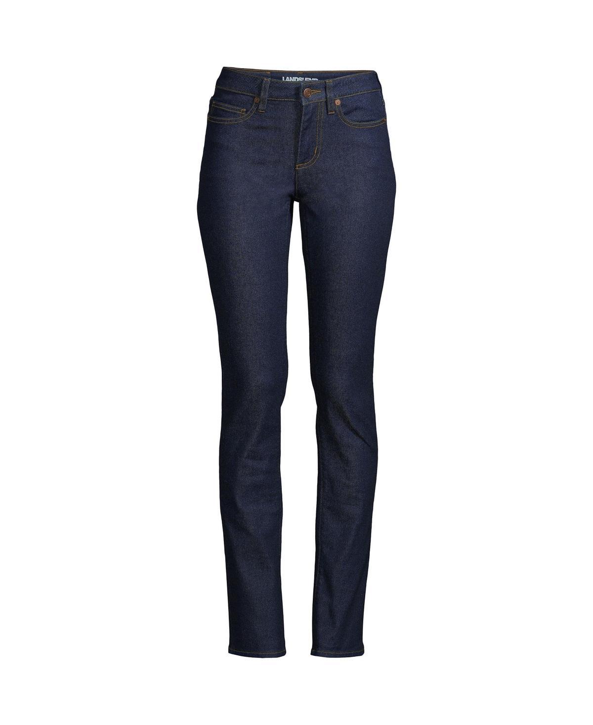 Women's Lands' End Mid-Rise Straight Leg Jeans, Size: 18X32, Mellow Blue Product Image