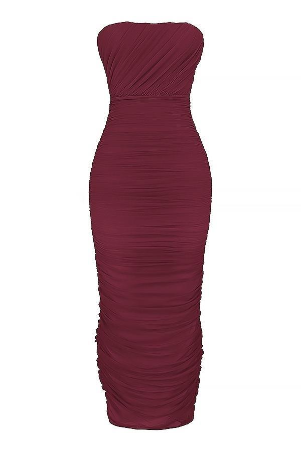 Sapphire  wine gathered maxi dress Product Image