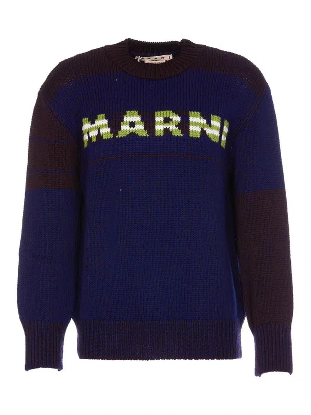 MARNI Logo Sweater In Azul Product Image