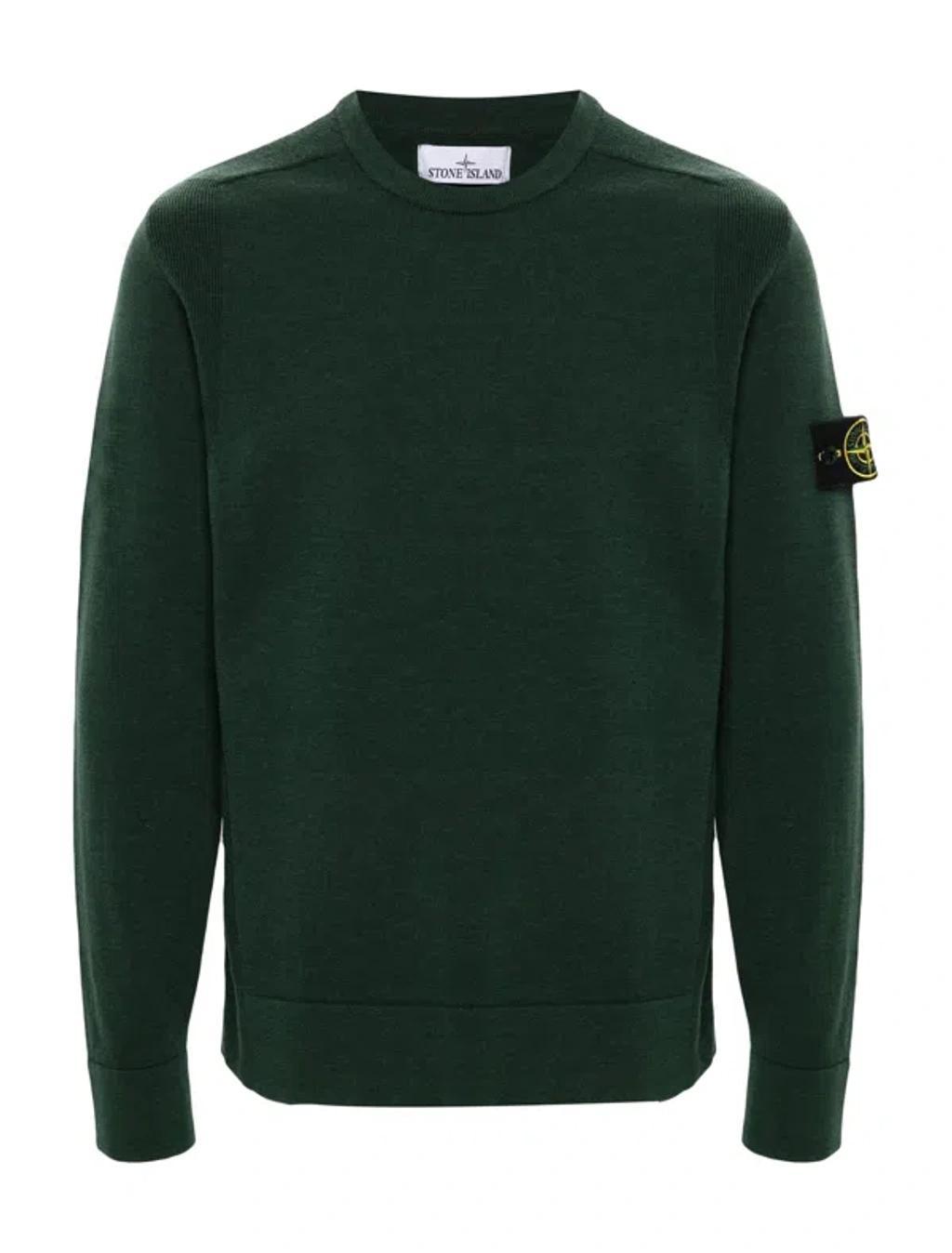 STONE ISLAND Compass-badge Long-sleeve Jumper In Green Product Image