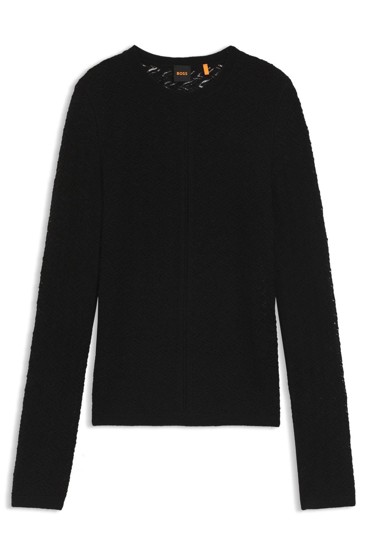 Fine-gauge sweater with knitted structure Product Image