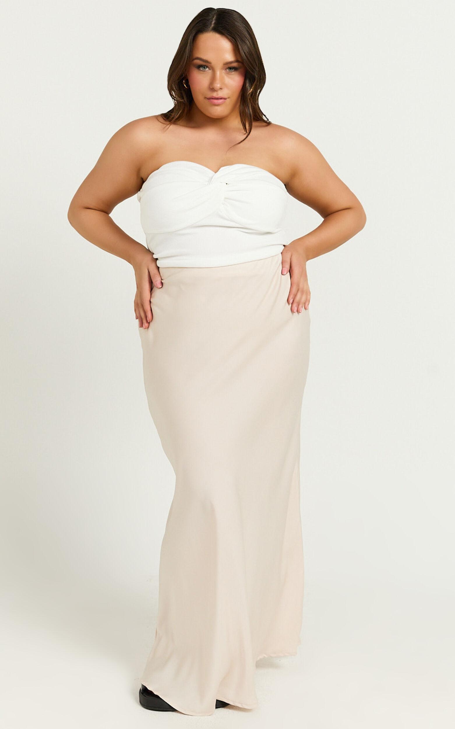 Amari Maxi Skirt - High Waisted Bias Cut Skirt in Oyster Product Image