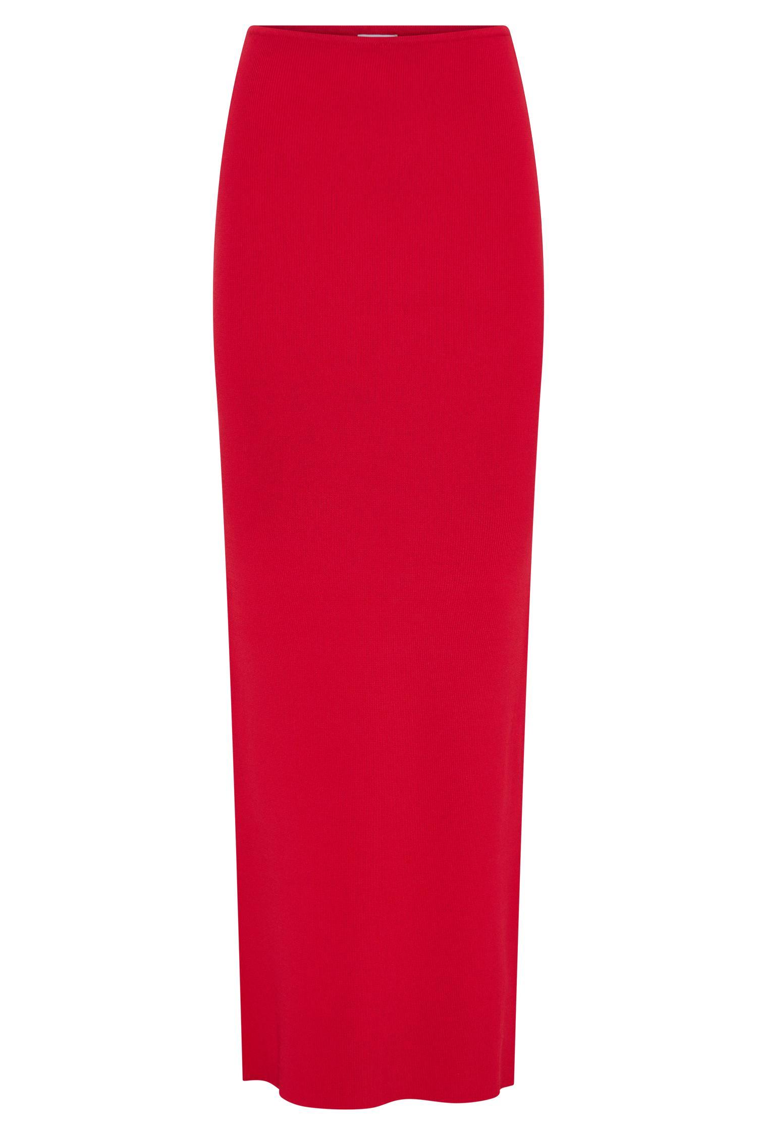 Keaton Fishtail Knit Maxi Skirt - Red Product Image