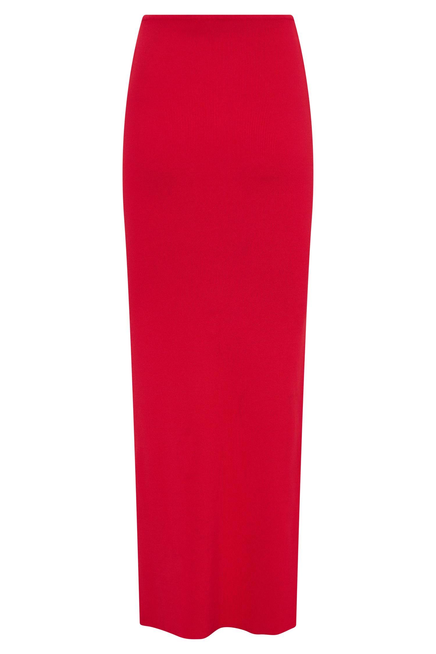 Keaton Fishtail Knit Maxi Skirt - Red Product Image