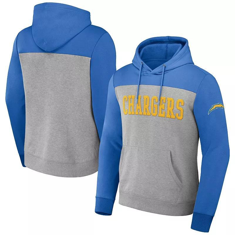 Men's NFL x Darius Rucker Collection by Fanatics Heather Gray Los Angeles Chargers Color Blocked Pullover Hoodie, Size: 2XL, Grey Product Image