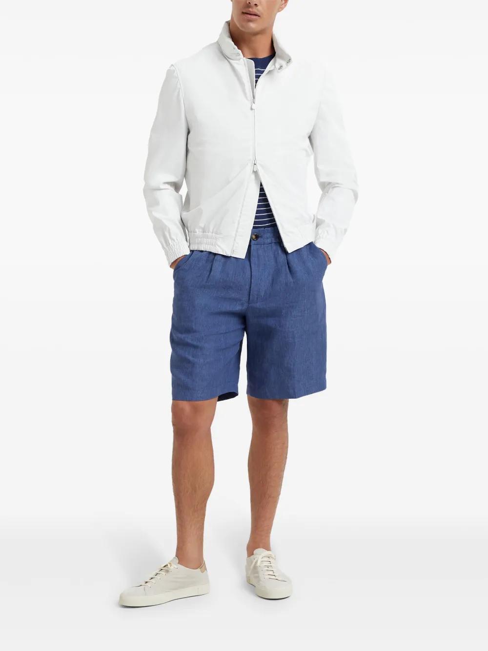 BRUNELLO CUCINELLI Linen Bermuda Shorts In Blue Product Image