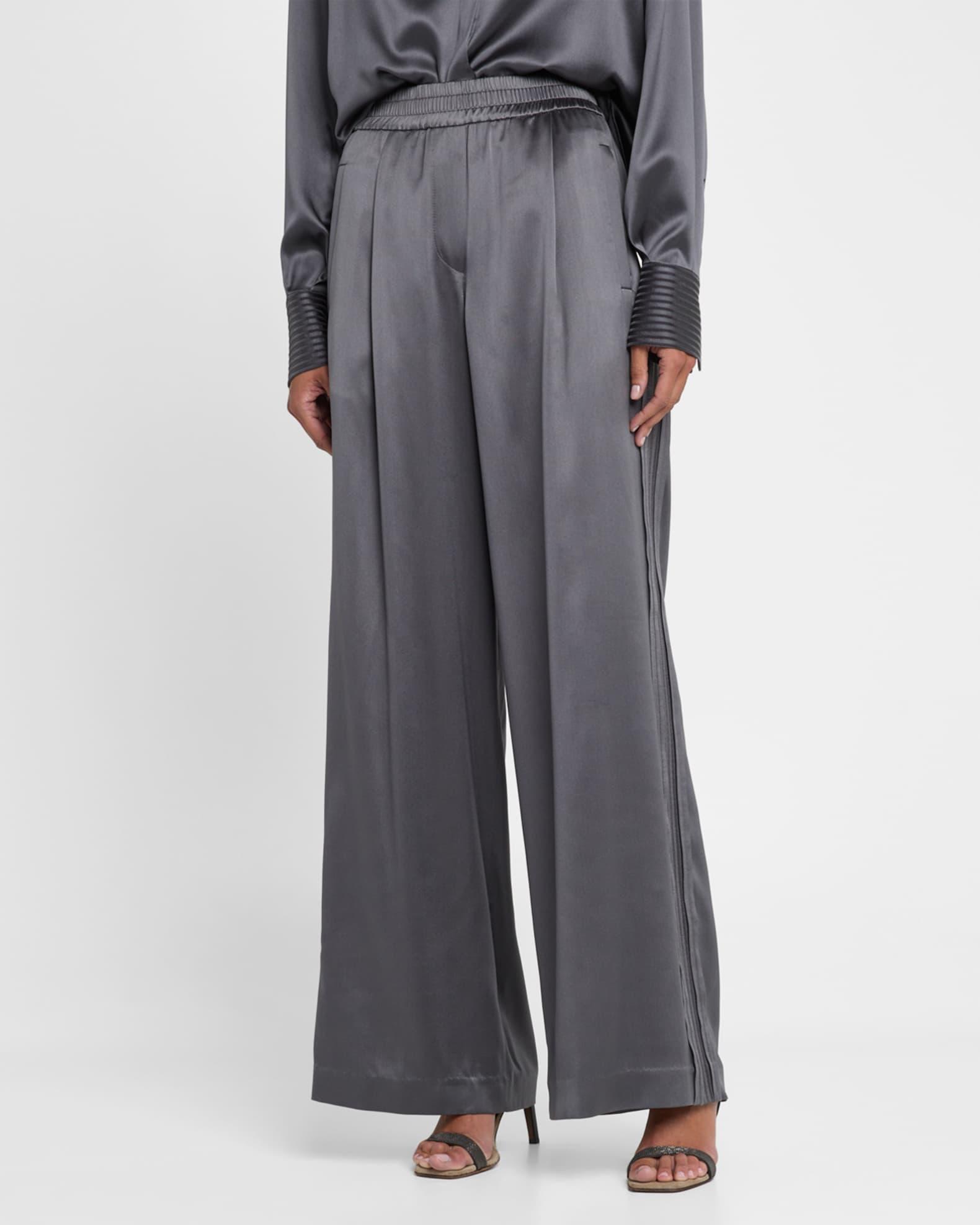 Sequined Satin Wide Leg Pants Product Image