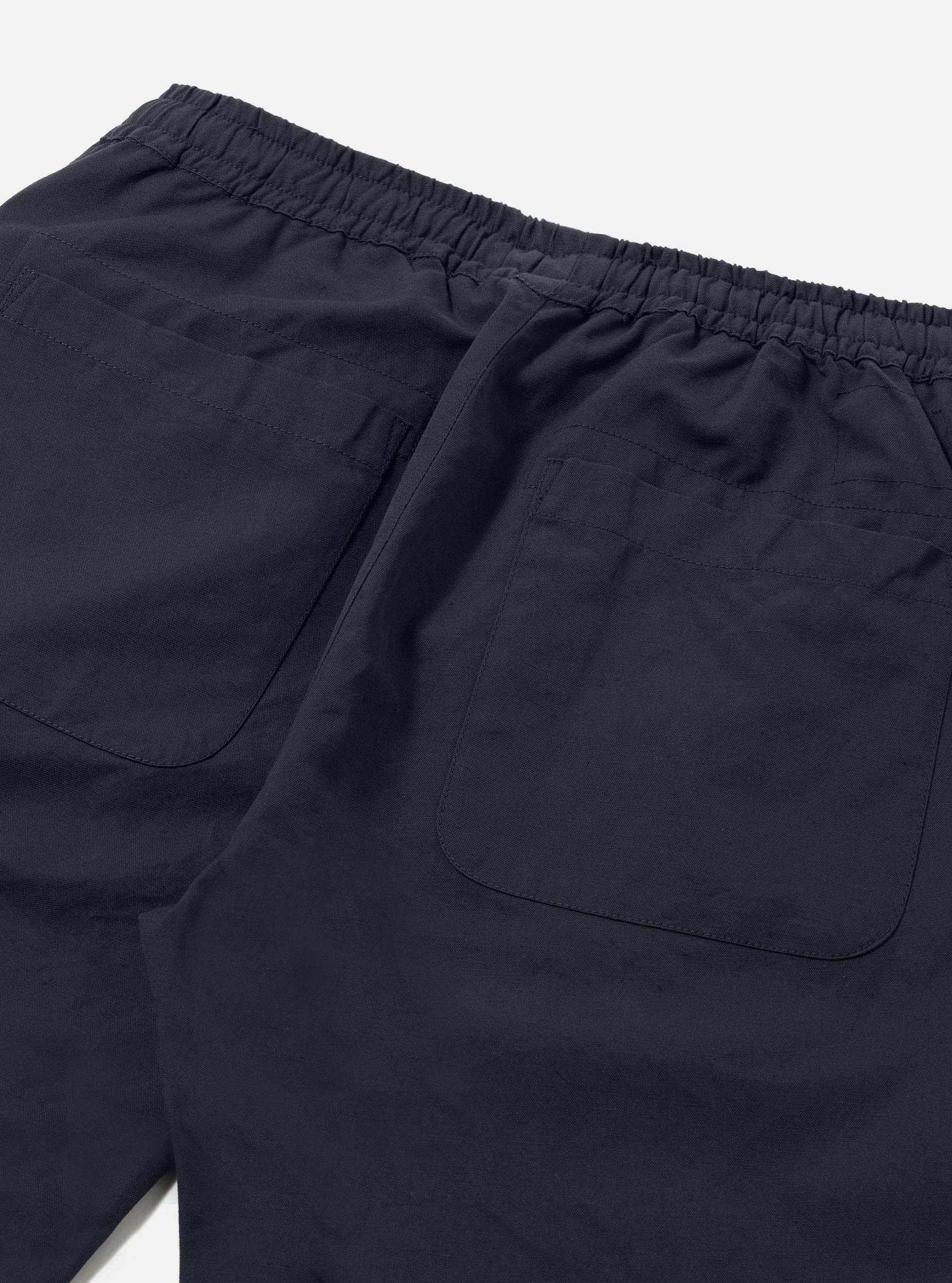 Universal Works Simple Short in Navy Linen Slub Weave Product Image