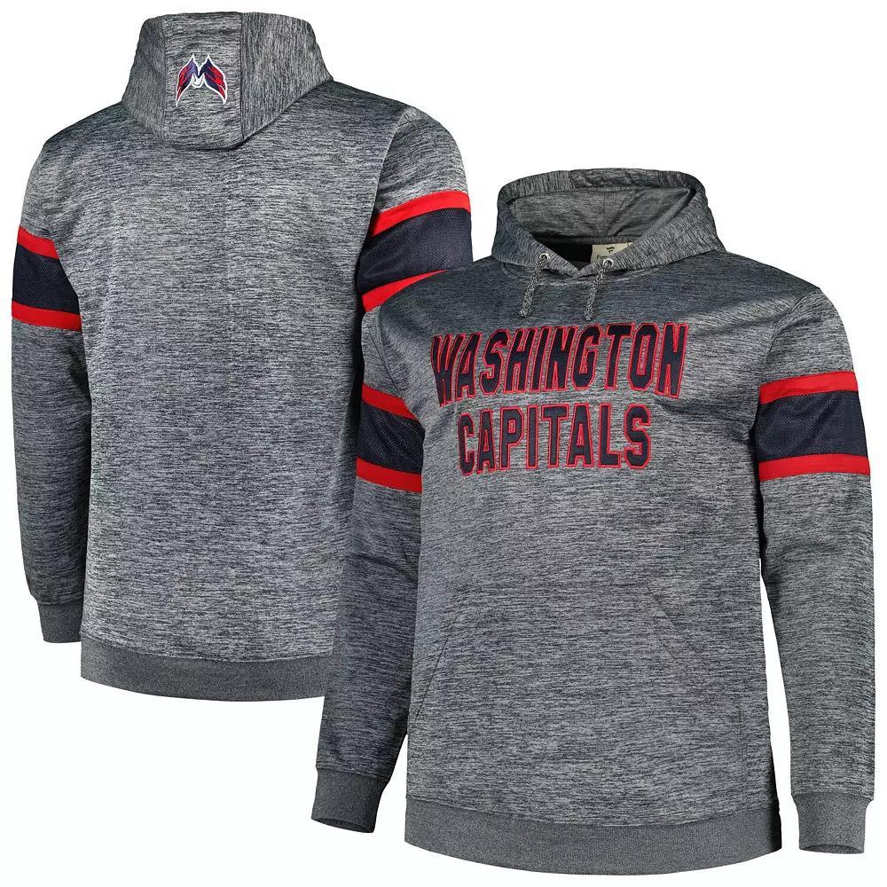 Men's Heather Charcoal Washington Capitals Big & Tall Stripe Pullover Hoodie,  Product Image