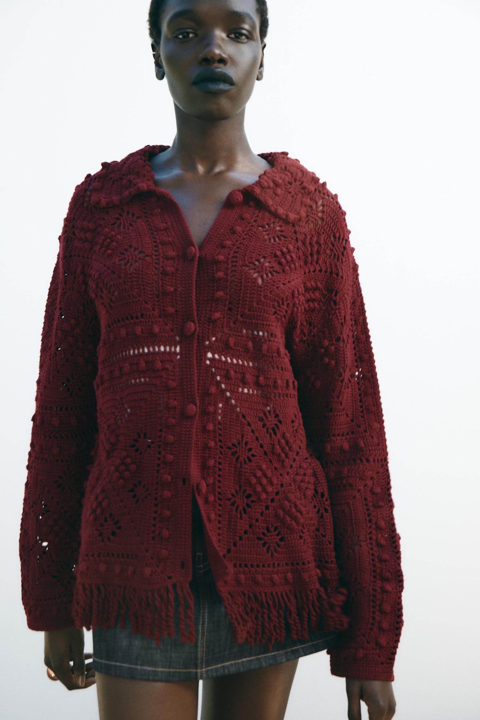 CROCHET KNIT CARDIGAN Product Image