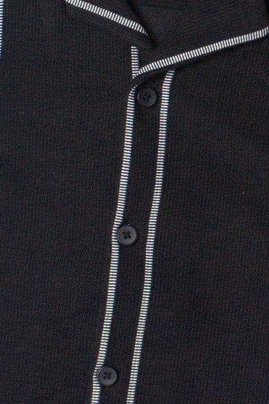 Ribbed White Stripe Black Button Up Shirt Product Image