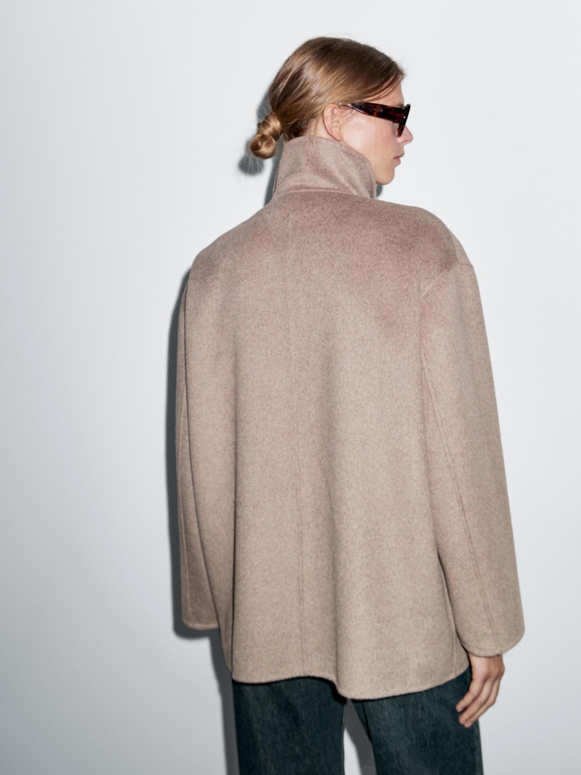 Wool blend high neck coat Product Image