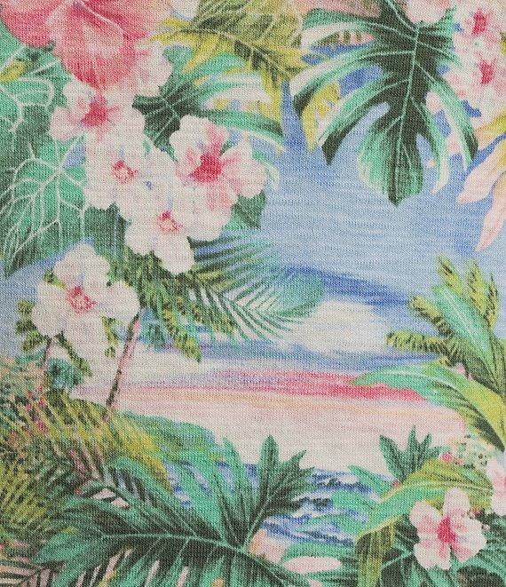Tommy Bahama Ashby Isles Ocean Vida Tropical Printed Slub Rib V-Neck Short Puff Sleeve Top Product Image