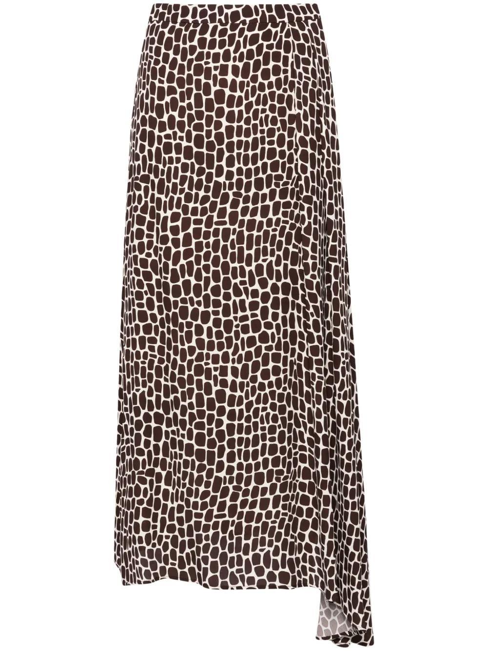 MSGM Animal-print Asymmetric Maxi Skirt In Beis Product Image