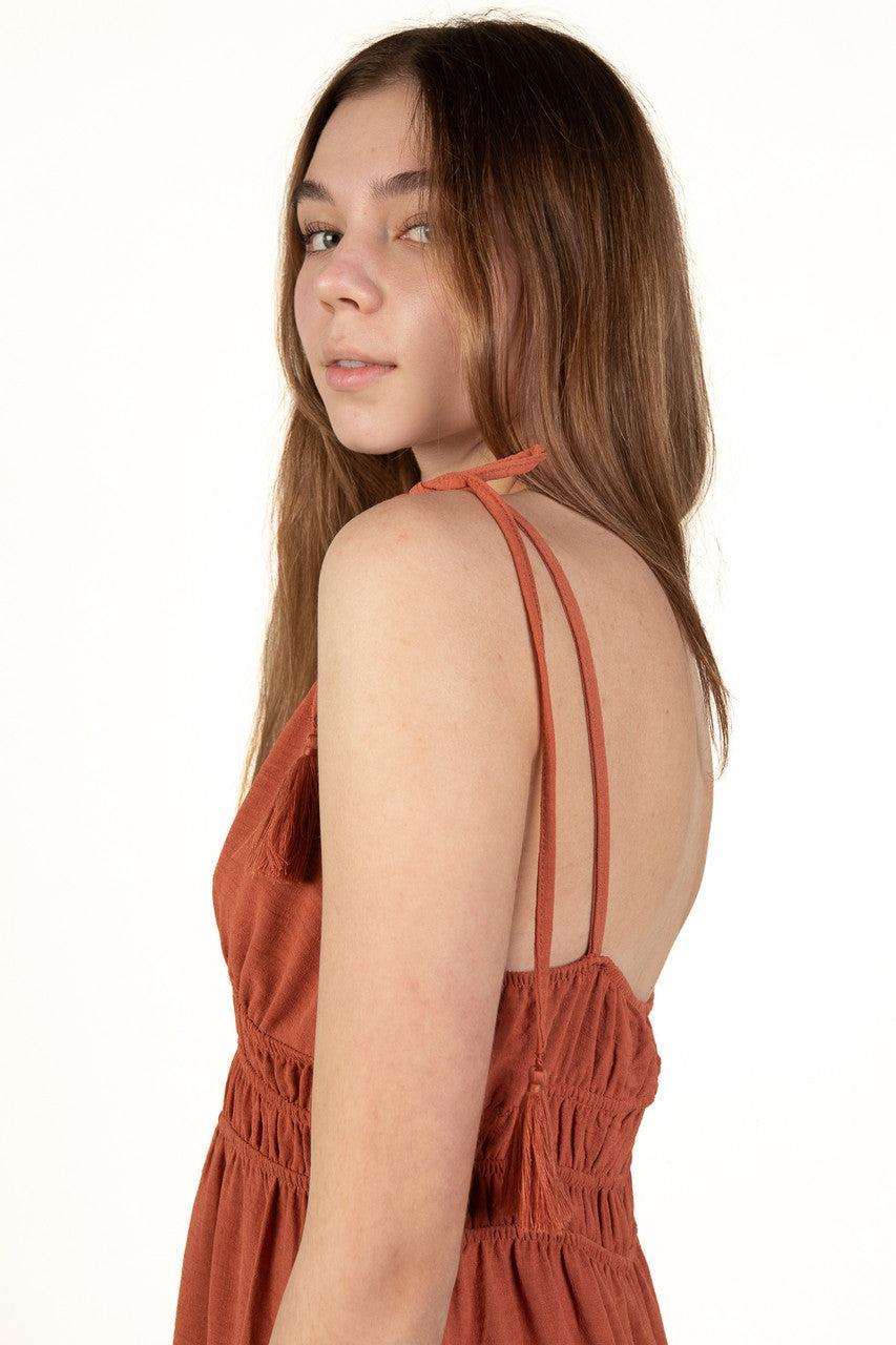 Rust Elastic Empire Waist Maxi Dress Product Image