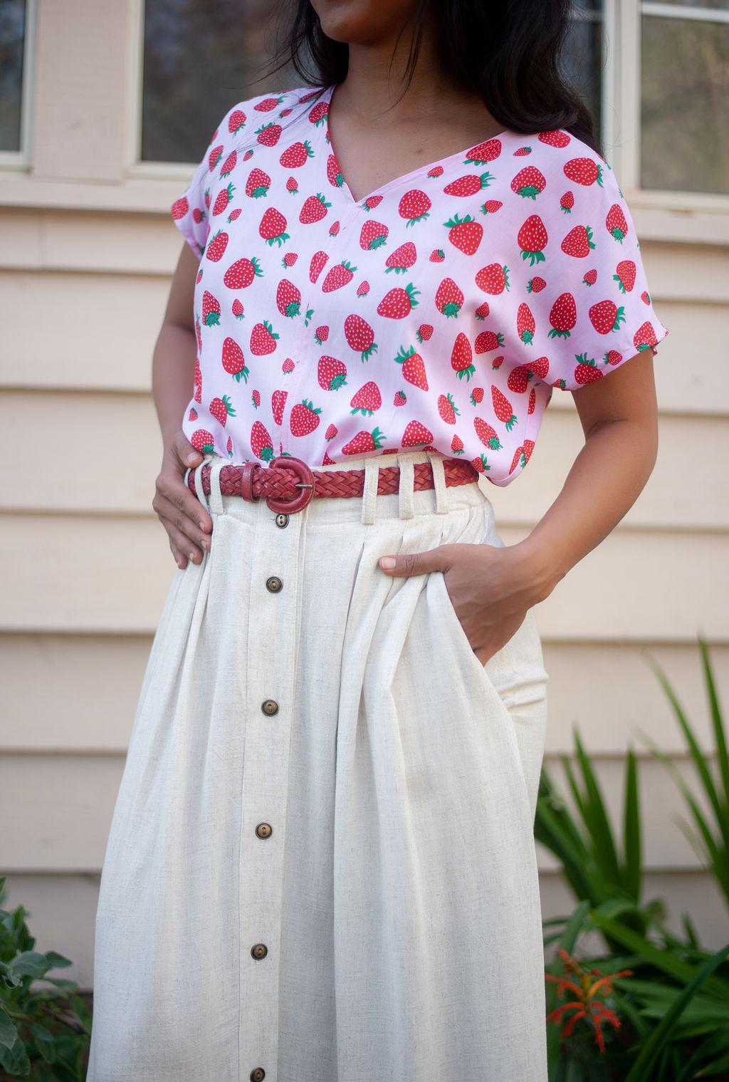 Dolman Top in Strawberry Cotton Product Image