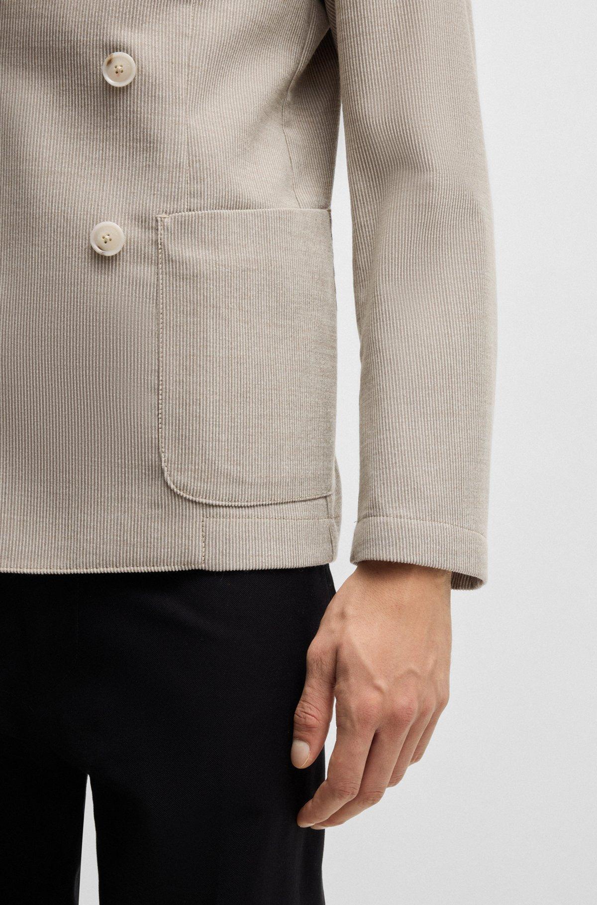 BOSS - Slim-fit blazer in patterned wool - Light Beige Product Image